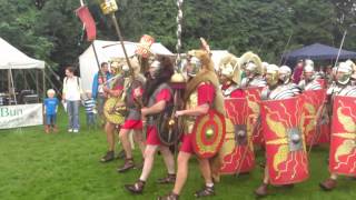 Roman Reenactment at the Amphitheatre in Caerleon Marching In [upl. by Nonnahsal996]