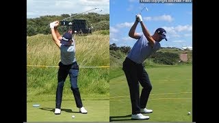 Justin Thomas golf swing  Long Iron faceon amp downtheline July 2017 [upl. by Zysk831]