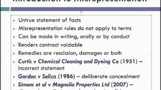 Misrepresentation Lecture 1 of 4 [upl. by Ane]